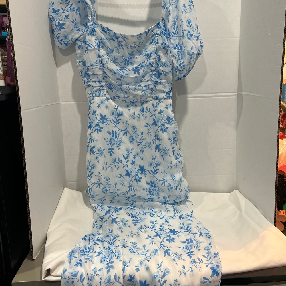 French Connection Blue and White Patterned Dress